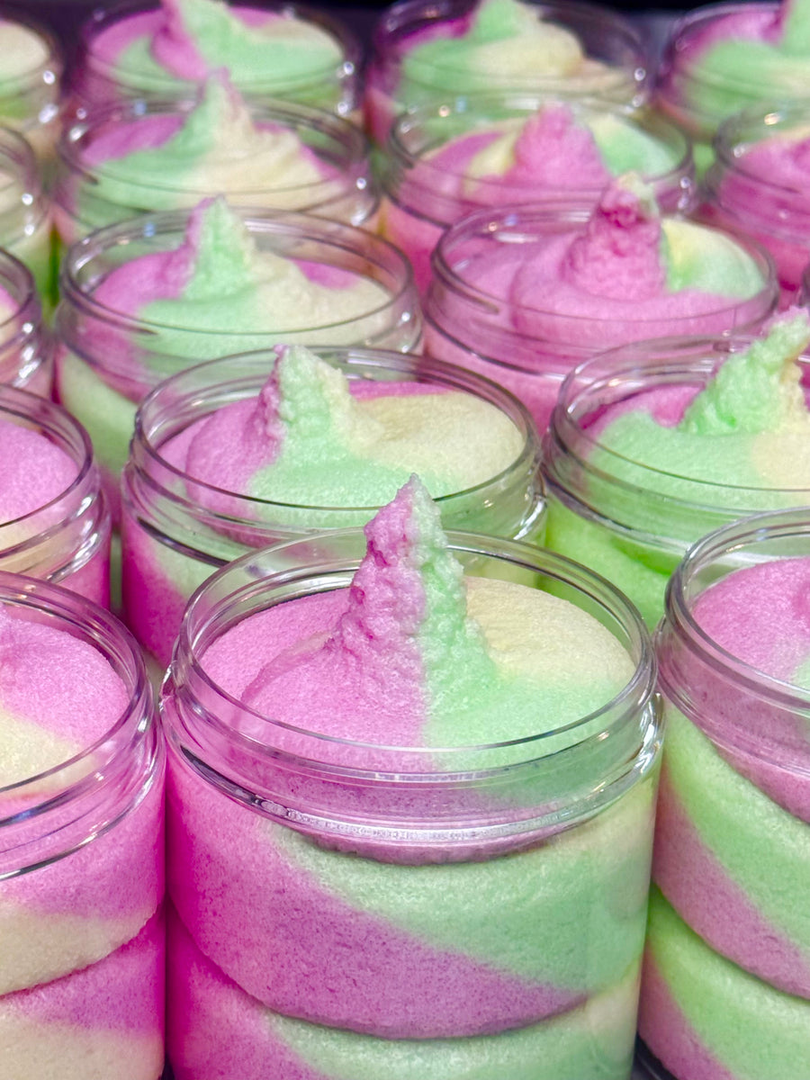 Exfoliant corporel sucré  🛼 Roller Derby - Rouleau aux fruits 🍓🍊🍒🍑 Shimmer✨🤩🪩