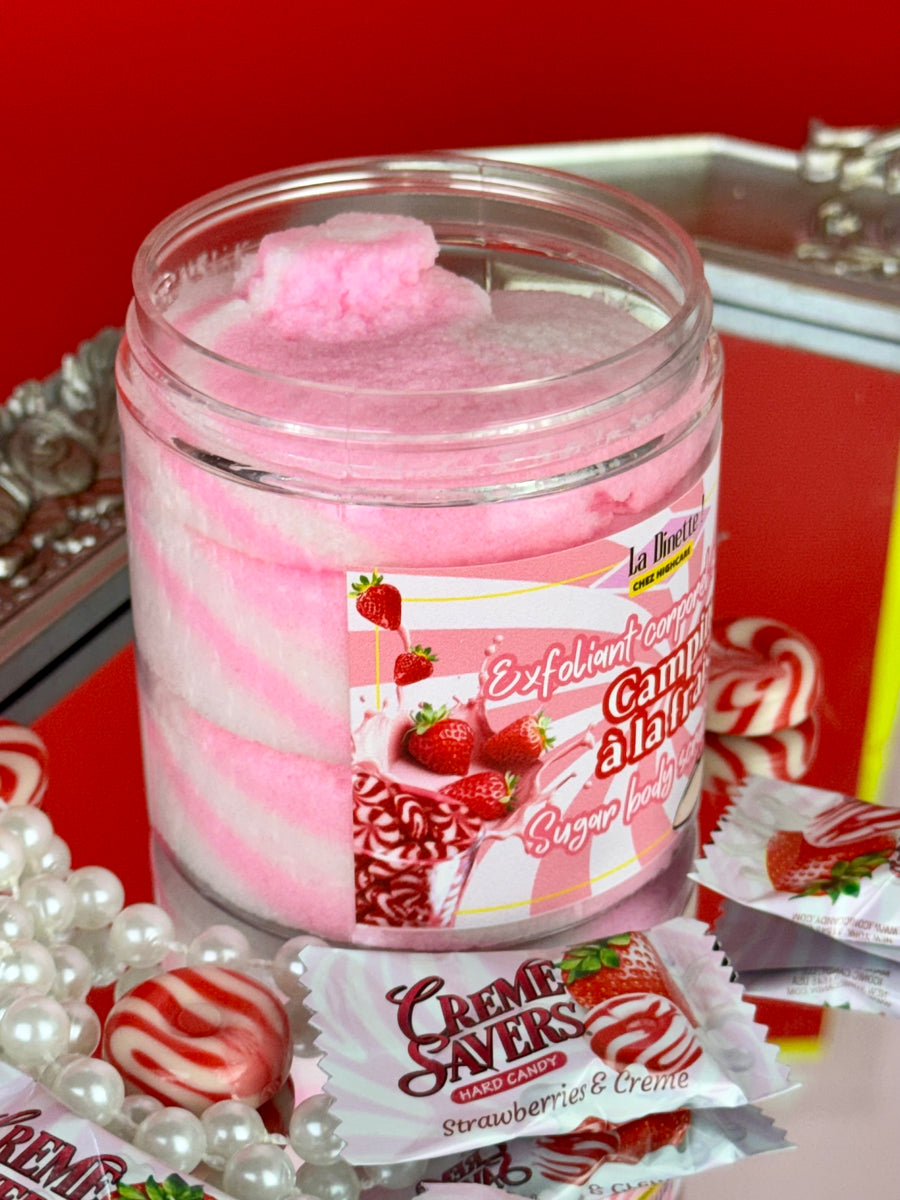 Exfoliant corporel sucré 🍓🥛🍭 Campino à la fraise