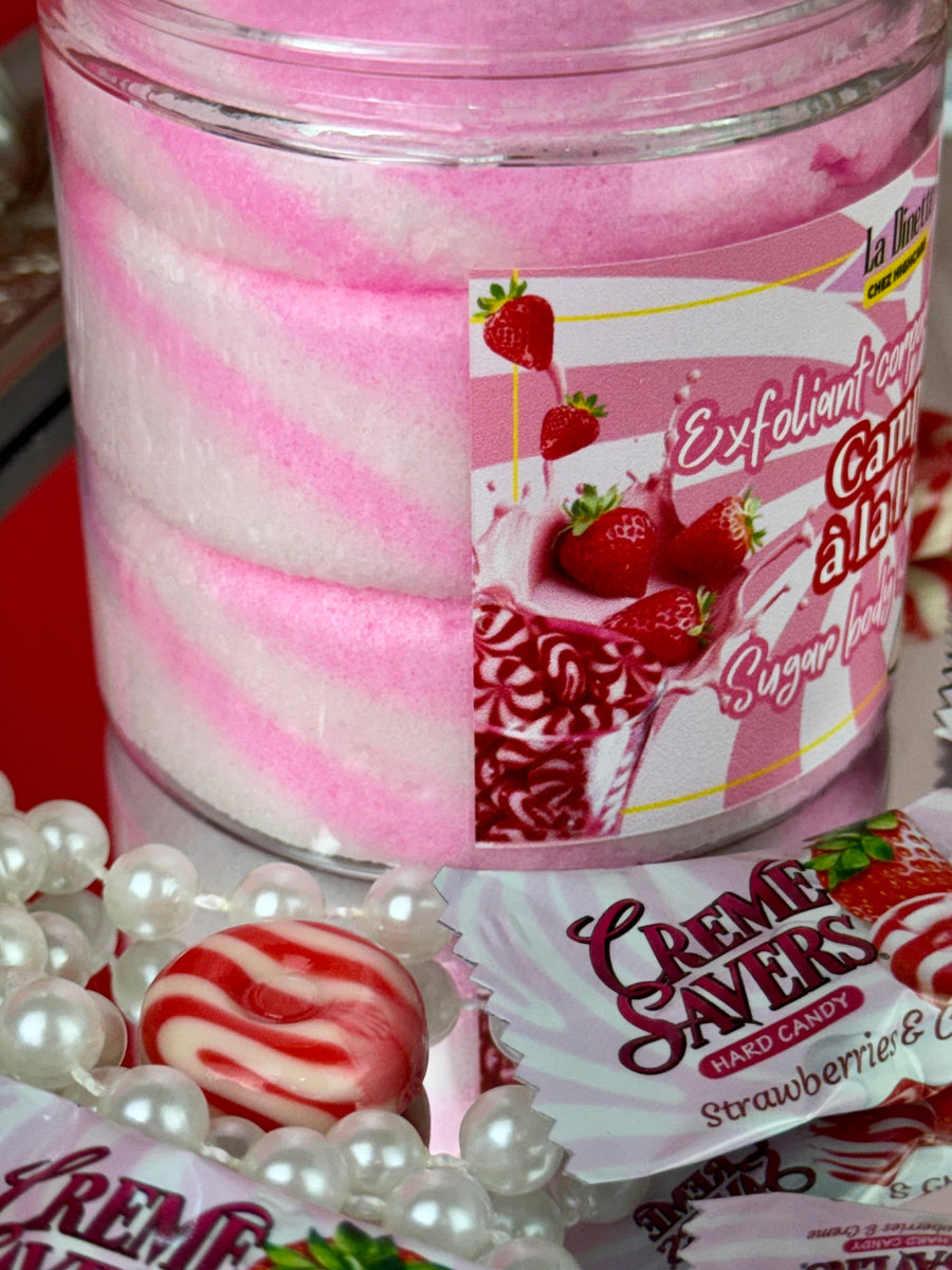 Exfoliant corporel sucré 🍓🥛🍭 Campino à la fraise