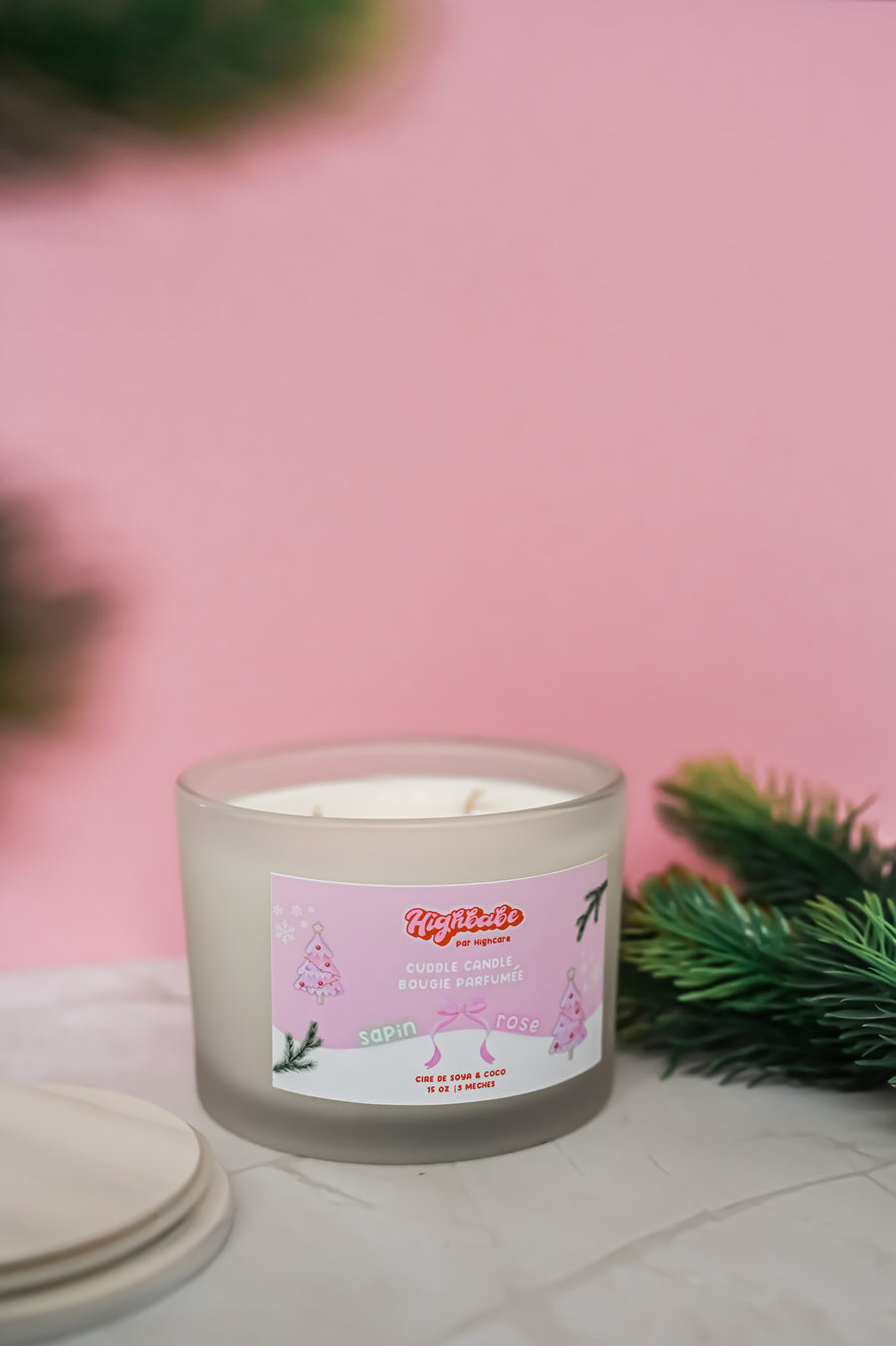Bougie parfumée 🎄🎀 Sapin rose