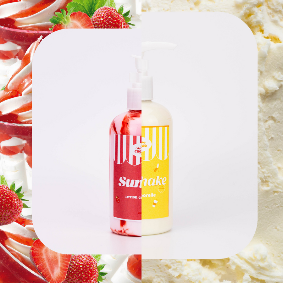 Lotion corporelle 🍨🍓 Sundae aux fraises X Milkshake banane 🍌🥛