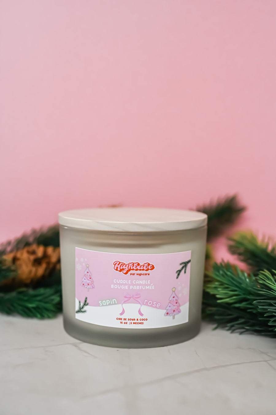 Bougie parfumée 🎄🎀 Sapin rose