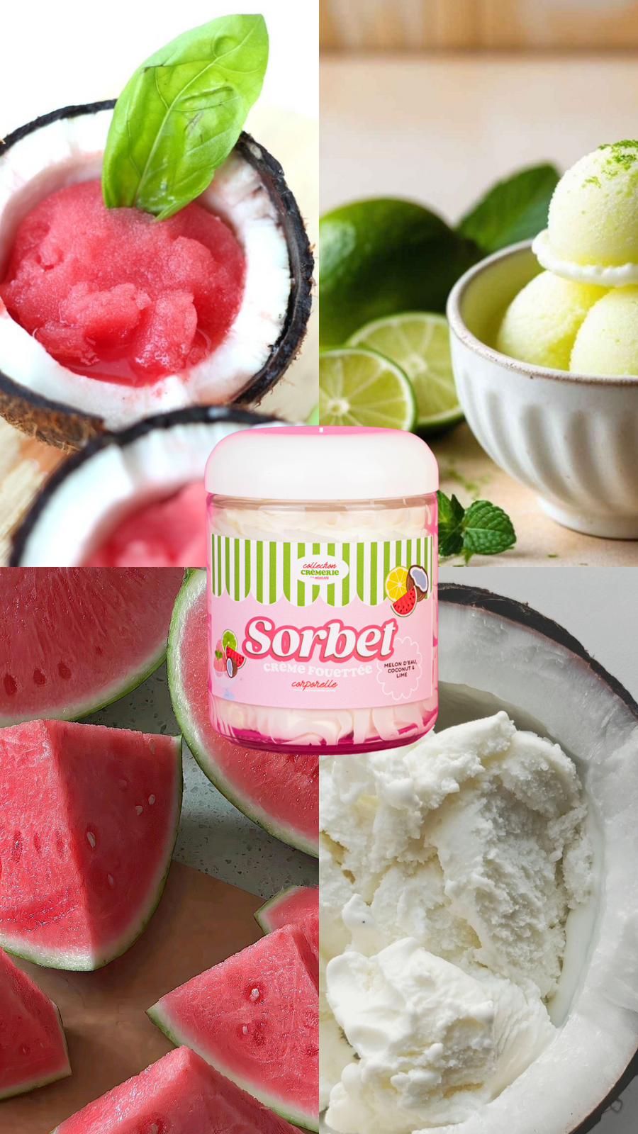 Crème fouettée corporelle 🍧🍉🥥🍋‍🟩 Sorbet melon d'eau, coconut & lime