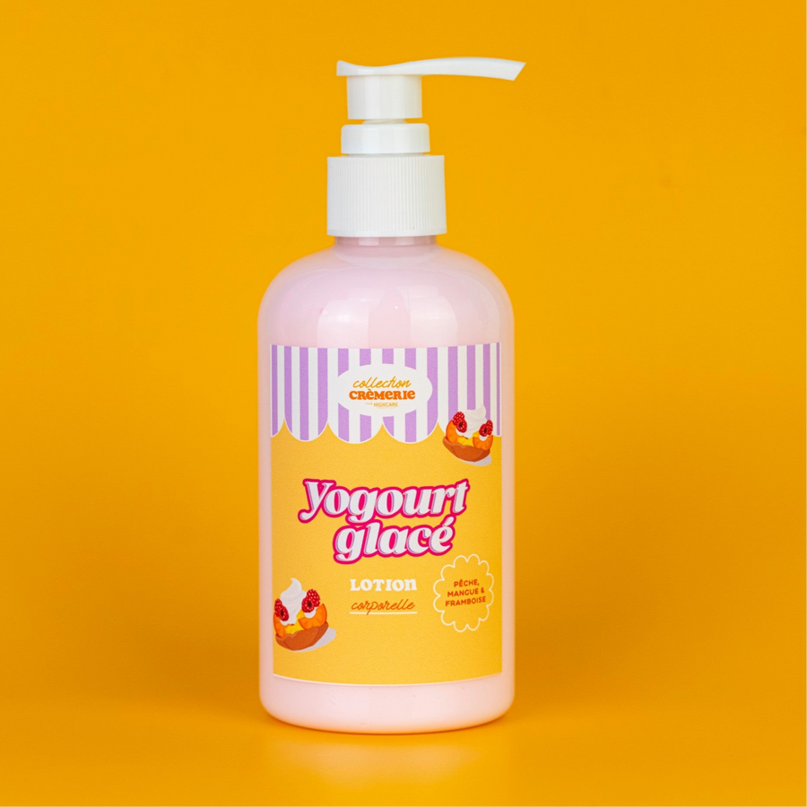 Lotion corporelle 🍑🍓🥭🥄 Yogourt glaçé pêche, framboise & mangue