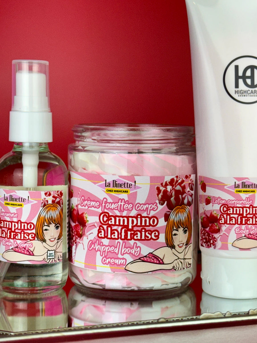 Huile luxueuse bain&corps 🍓🥛🍭 Campino à la fraise