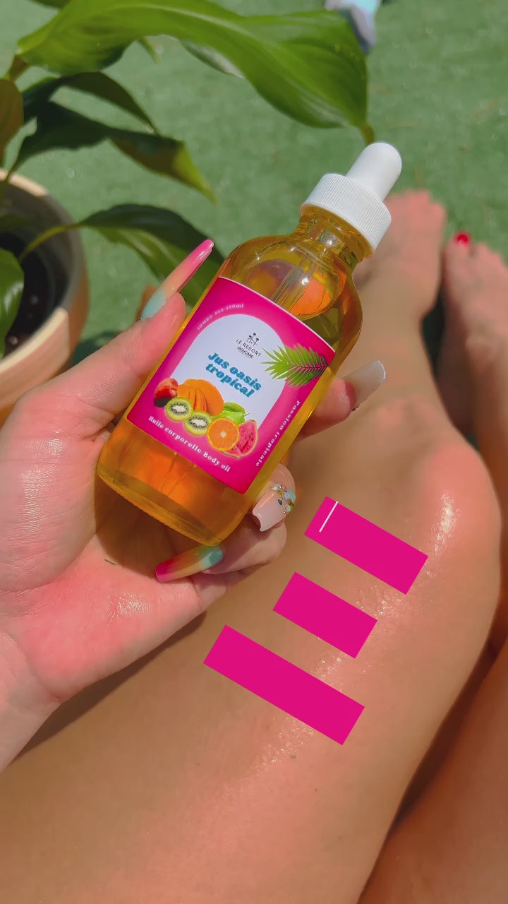 Huile luxueuse bain&corps  🏝️🍉🍊🥝🥭🏄‍♀️ Jus oasis passion tropicale